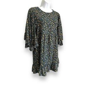 Floral Ruffle Sleeve Dress Multicolor Boho Cottagecore Art Class Girls L (10/12)